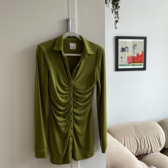 With Jean - Andy Dress Forest Green XS - Picture 1 of 11